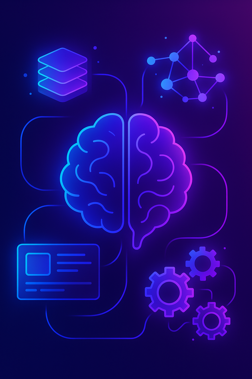 Human cognitive architecture diagram showing four memory types: working memory, episodic memory, semantic memory, and procedural memory systems